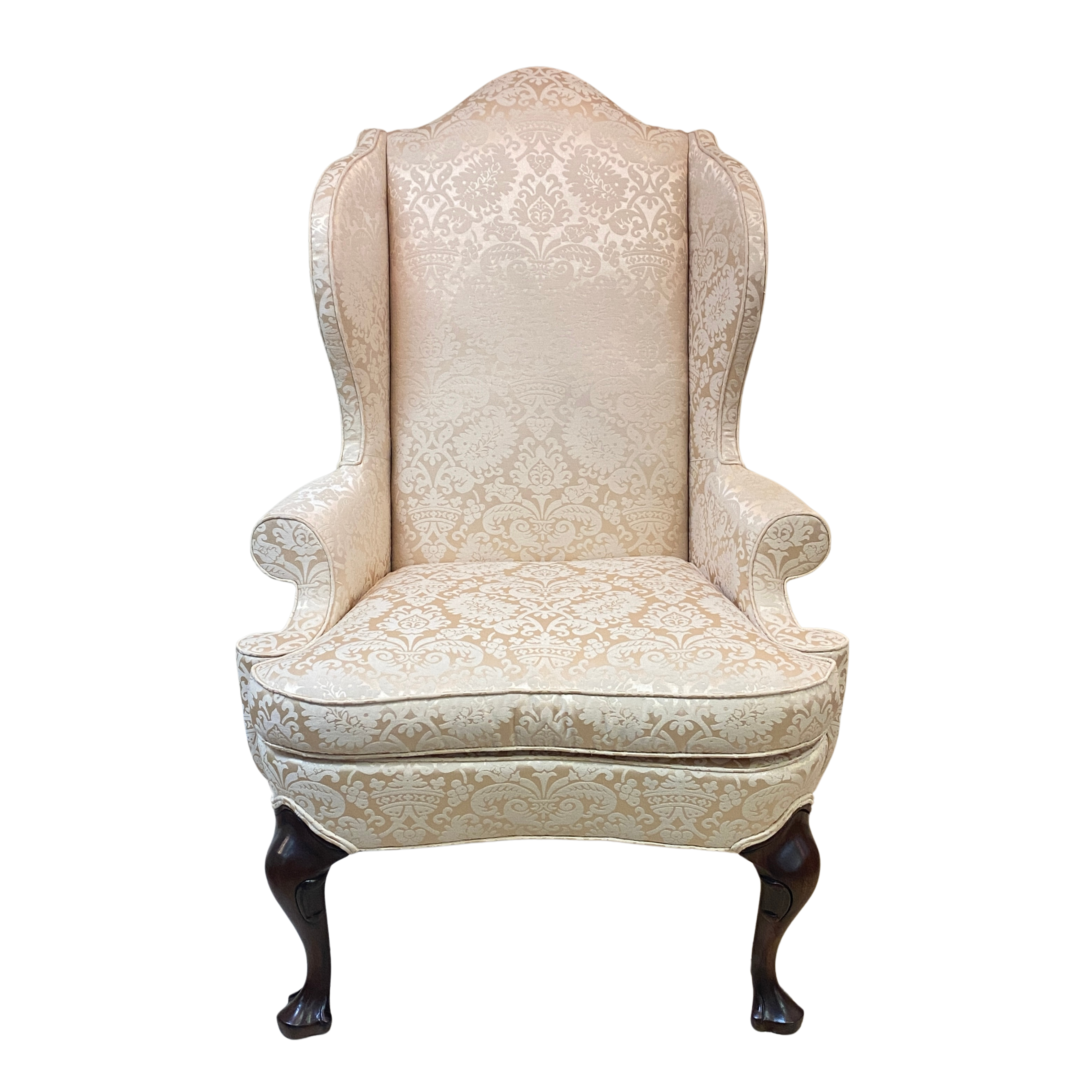 Antique queen anne online wingback chair