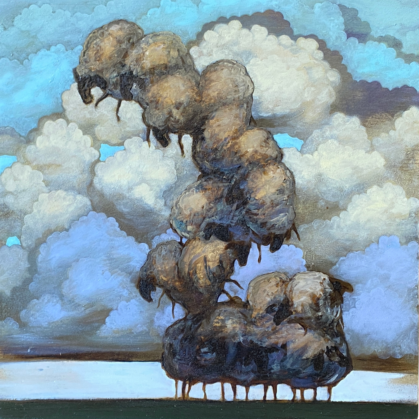 "Fold 4" Stacked Sheep Oil on Canvas by Matt Lively