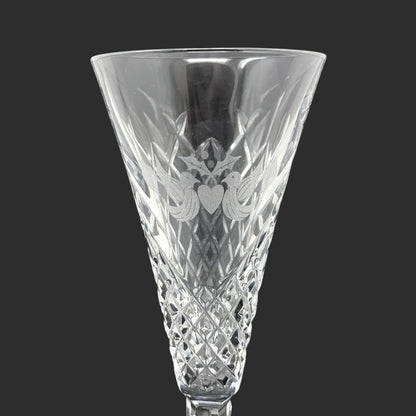 Waterford Crystal 12 Days of Christmas #2 Turtle Doves Champagne Flute