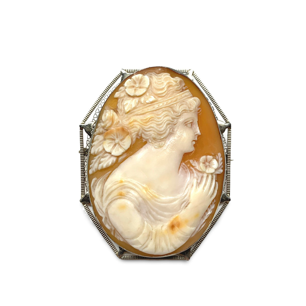 14K Gold Large Antique Cameo Brooch/ Pendant