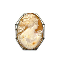 14K Gold Large Antique Cameo Brooch/ Pendant
