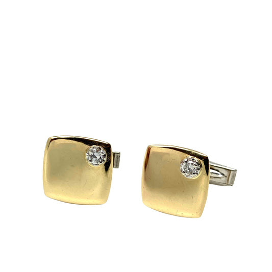 Avedon 14K Gold & Diamond Cuff Links
