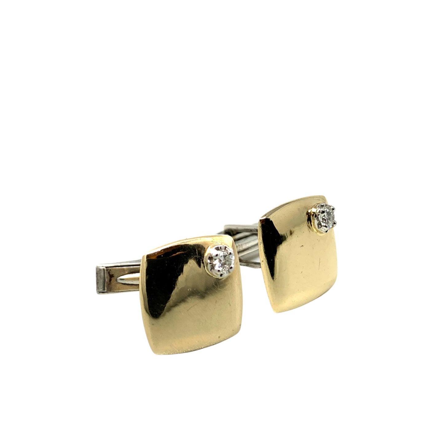 Avedon 14K Gold & Diamond Cuff Links
