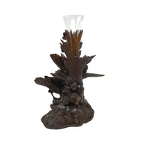 Black Forest Carved Wood Birds Vase With Glass Insert