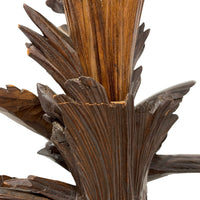 Black Forest Carved Wood Birds Vase With Glass Insert