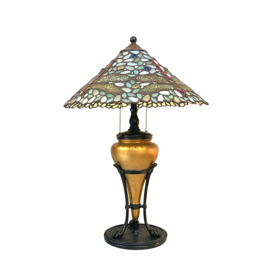 Vintage Tiffany Style Dragon Fly Lamp