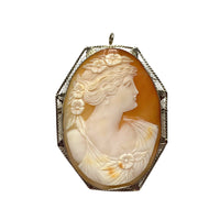 14K Gold Large Antique Cameo Pendant/Brooch