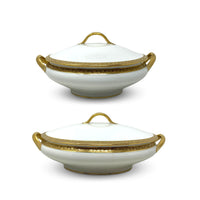 Antique A. Lanternier Limoges Porcelain Pair of Covered Vegetable Dishes