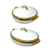 Antique A. Lanternier Limoges Porcelain Pair of Covered Vegetable Dishes