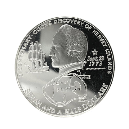 1974 Cook Islands $7.5 Silver Proof Hervey Discovery
