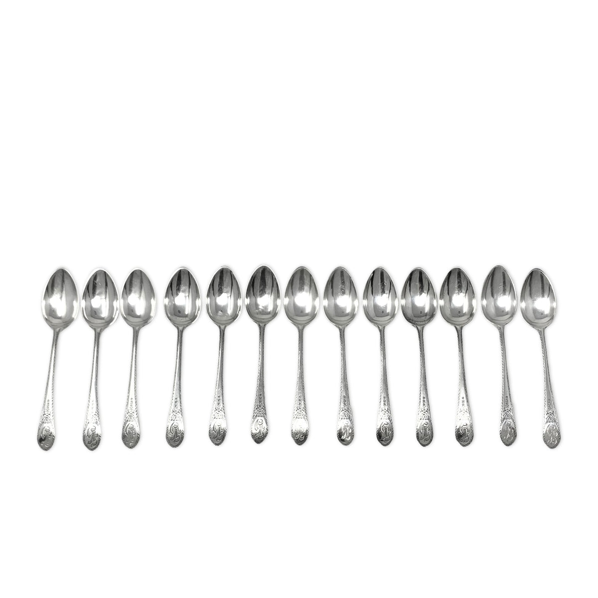 Lunt Early American Sterling Silver "H" Monogrammed Demitasse Spoons (13)