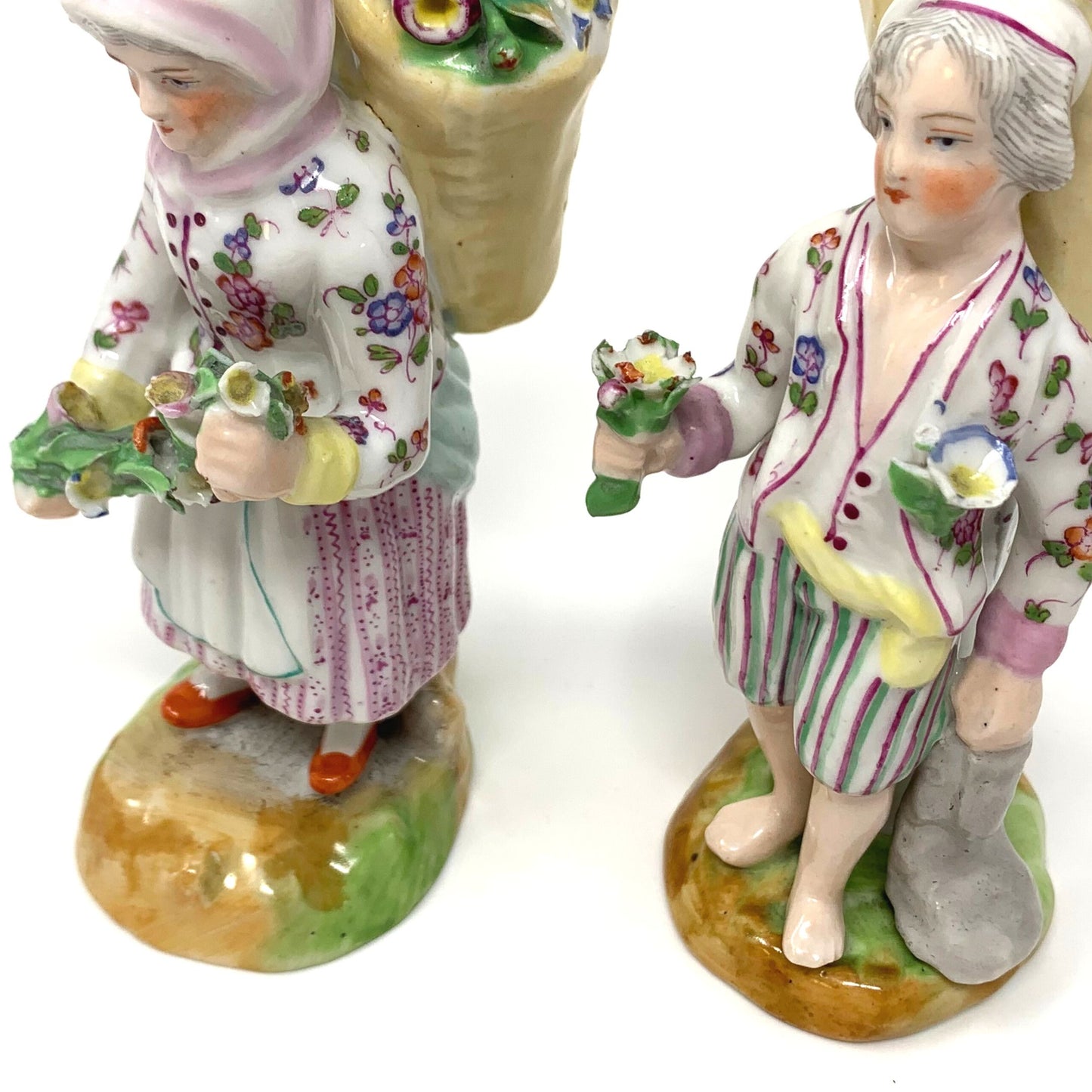 Pair of 18th Century Meissen Flower Seller Figurines
