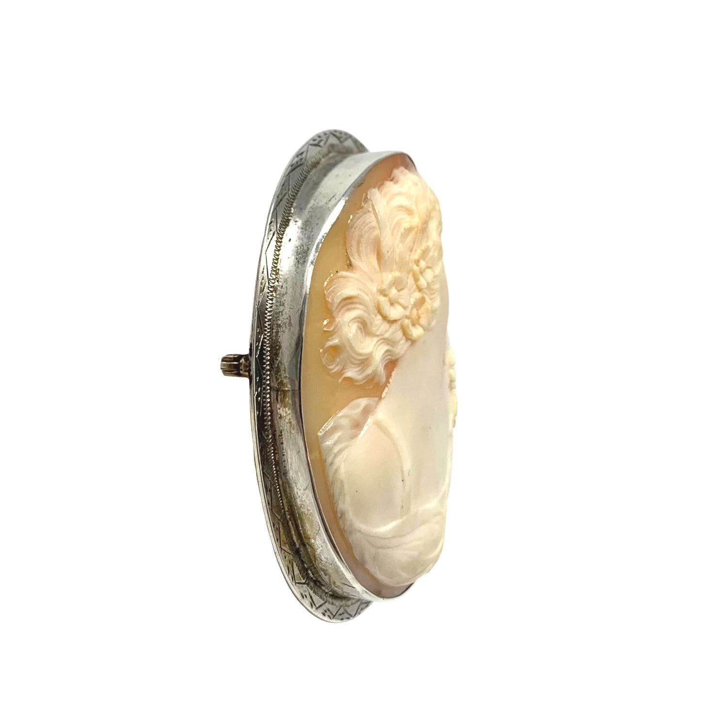 Victorian Sterling Large Cameo Brooch
