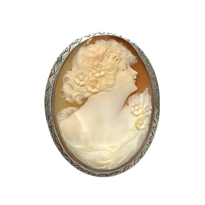 Victorian Sterling Large Cameo Brooch