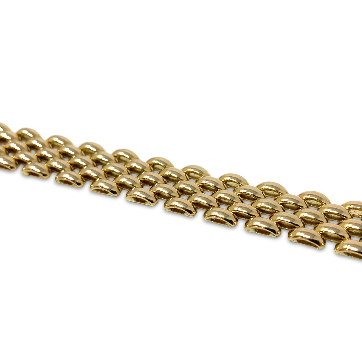 Italian 14K Gold 13mm 7” Panther Link Bracelet (21.4g)