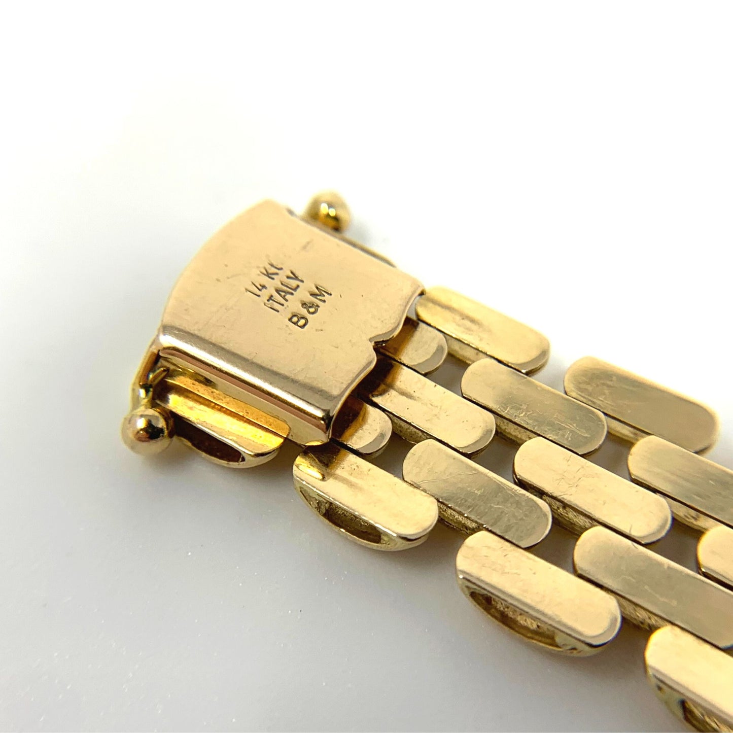Italian 14K Gold 13mm 7” Panther Link Bracelet (21.4g)