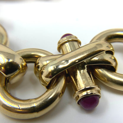 Italian 14K Gold Cabochon Ruby XO Bracelet