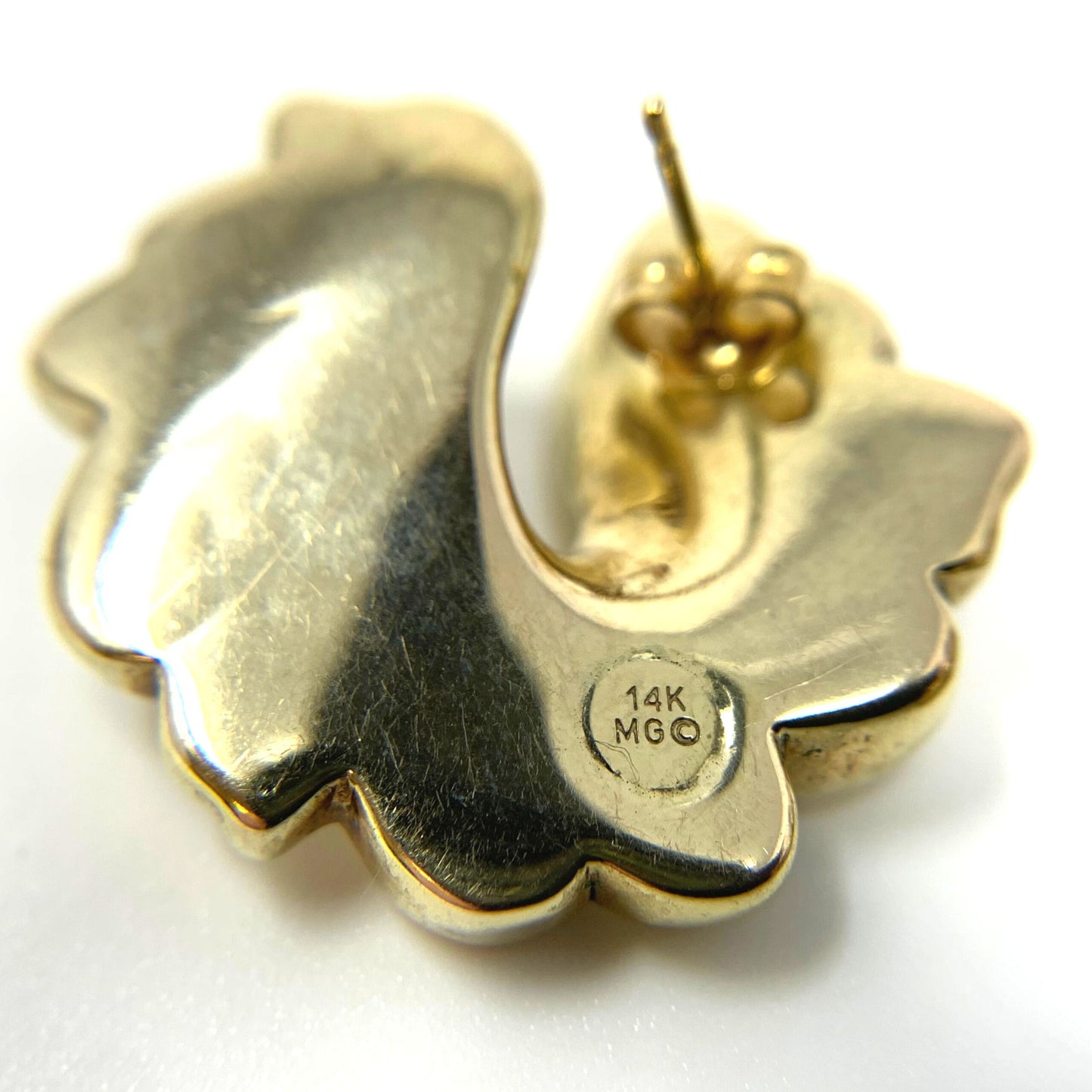 14K Gold Fan Swirl Earrings
