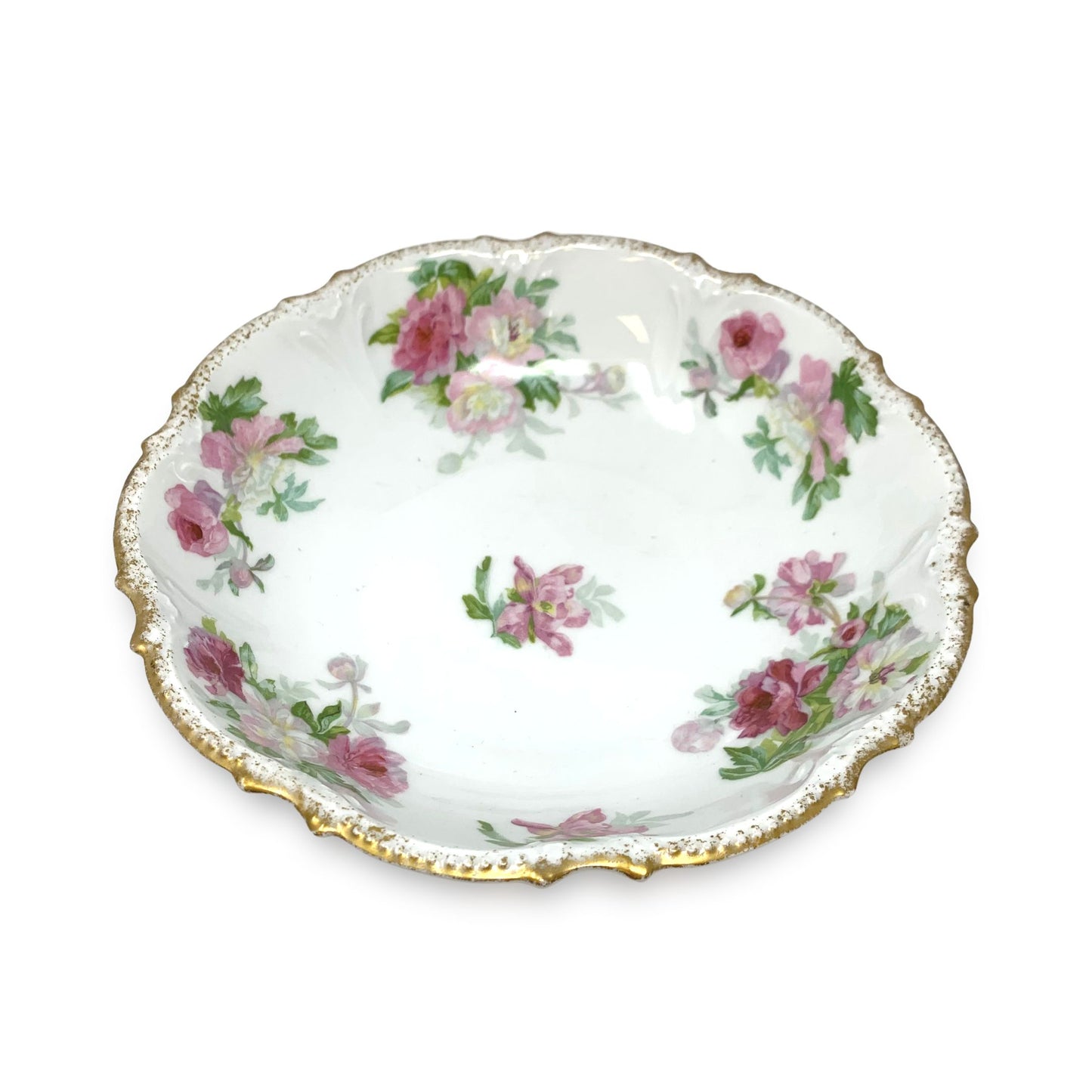 Coronet Limoges Serving Bowl With Roses & Peonies