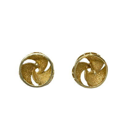 14K Gold Triple Knot Diamond Cut Earrings