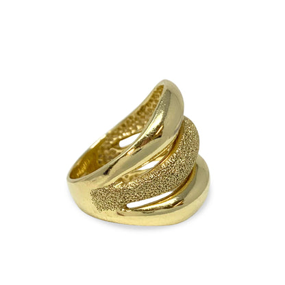 14K Gold Three Layer Ring - Size 7.25