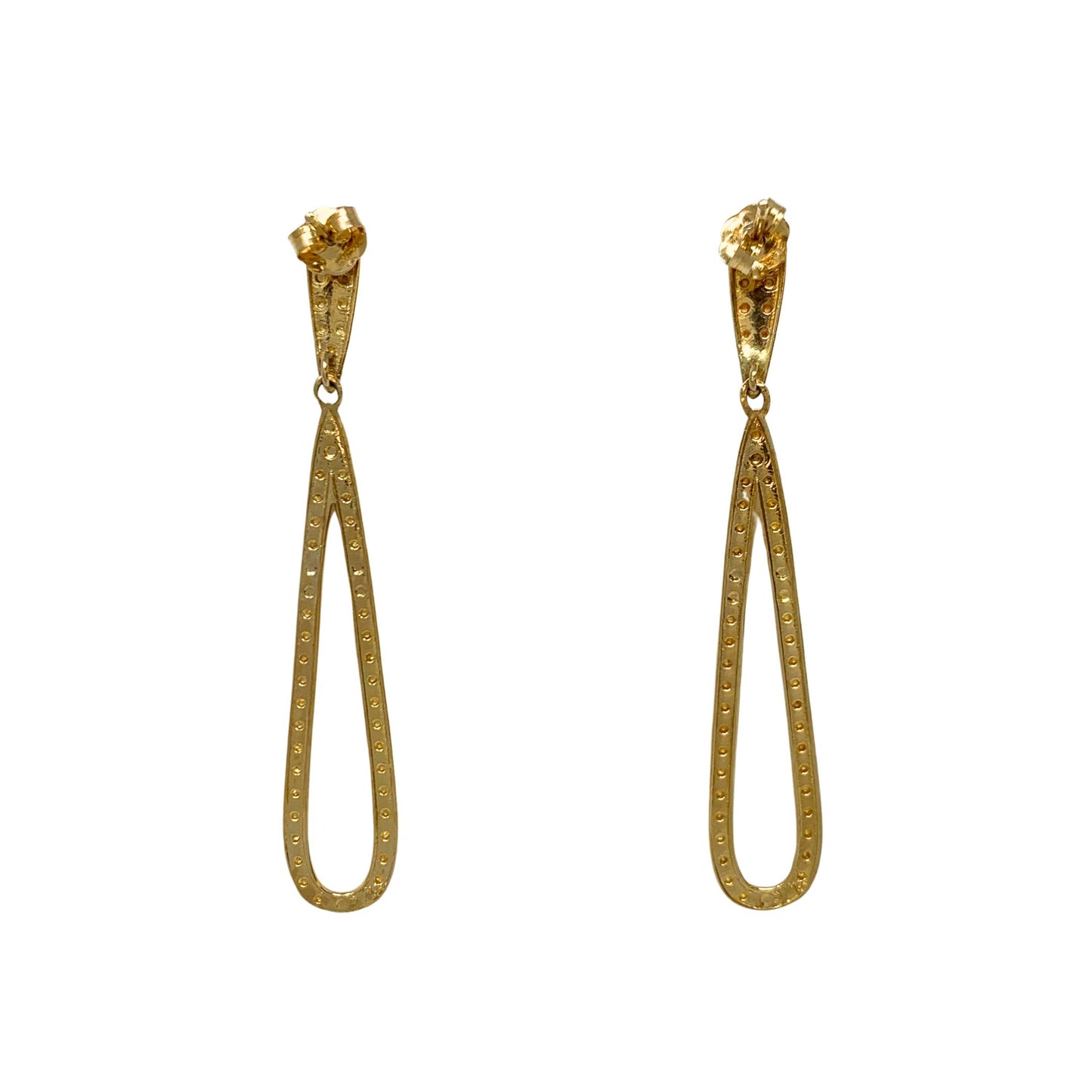 14K Gold Diamond Cut Drop Earrings