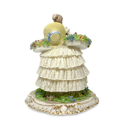 Luigi Fabris Italy Porcelain Figurine of a Young Lady with Flower Baskets