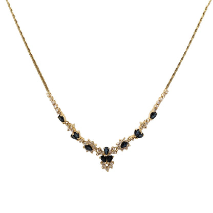 Italian 14K Gold 17” Sapphire & Diamond Necklace