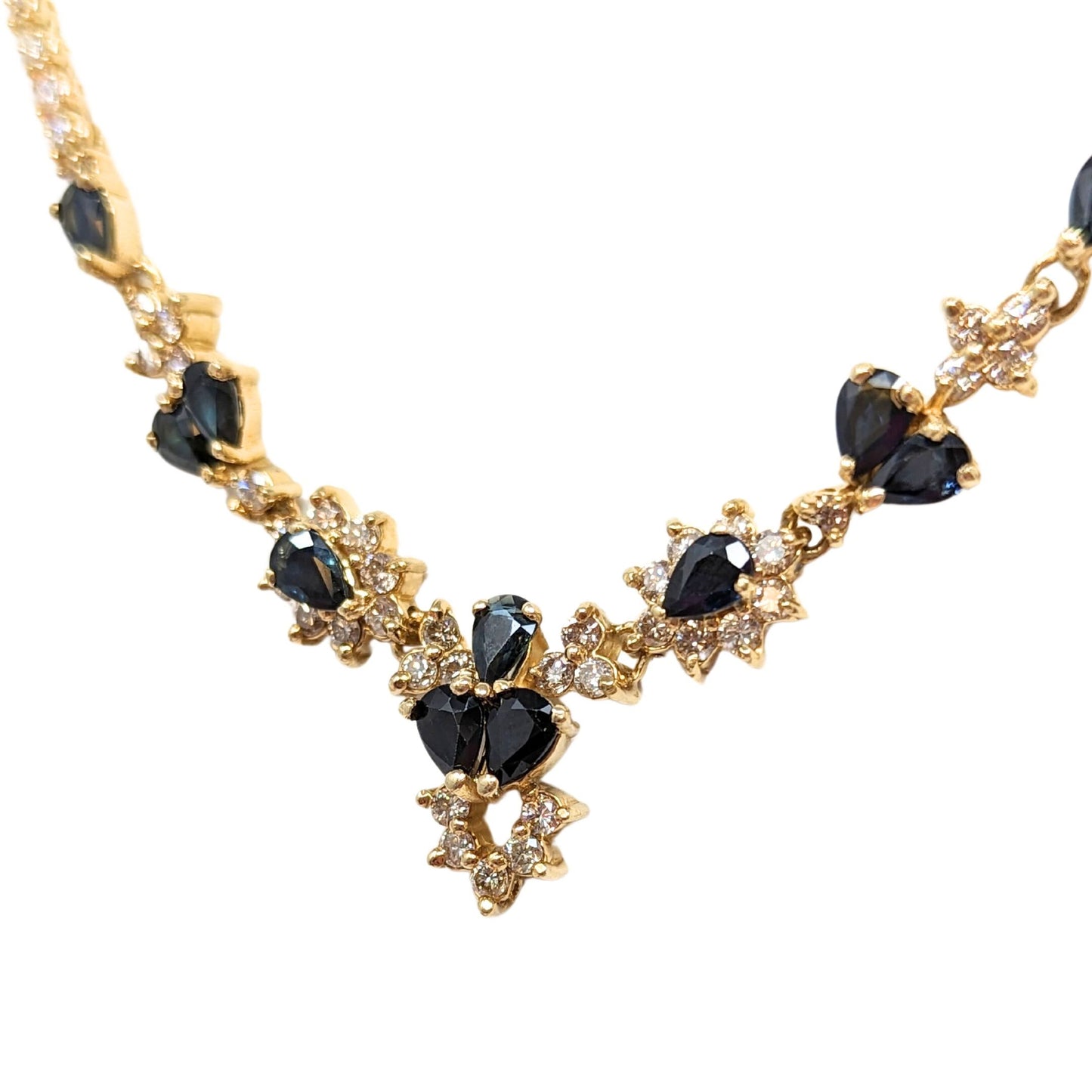 Italian 14K Gold 17” Sapphire & Diamond Necklace