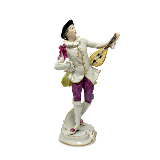 Volkstedt Porcelain Dresden Germany Gentleman with Mandolin Figurine