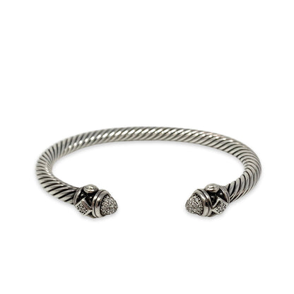 David Yurman Renaissance Diamond & Sterling Cable Cuff Bracelet