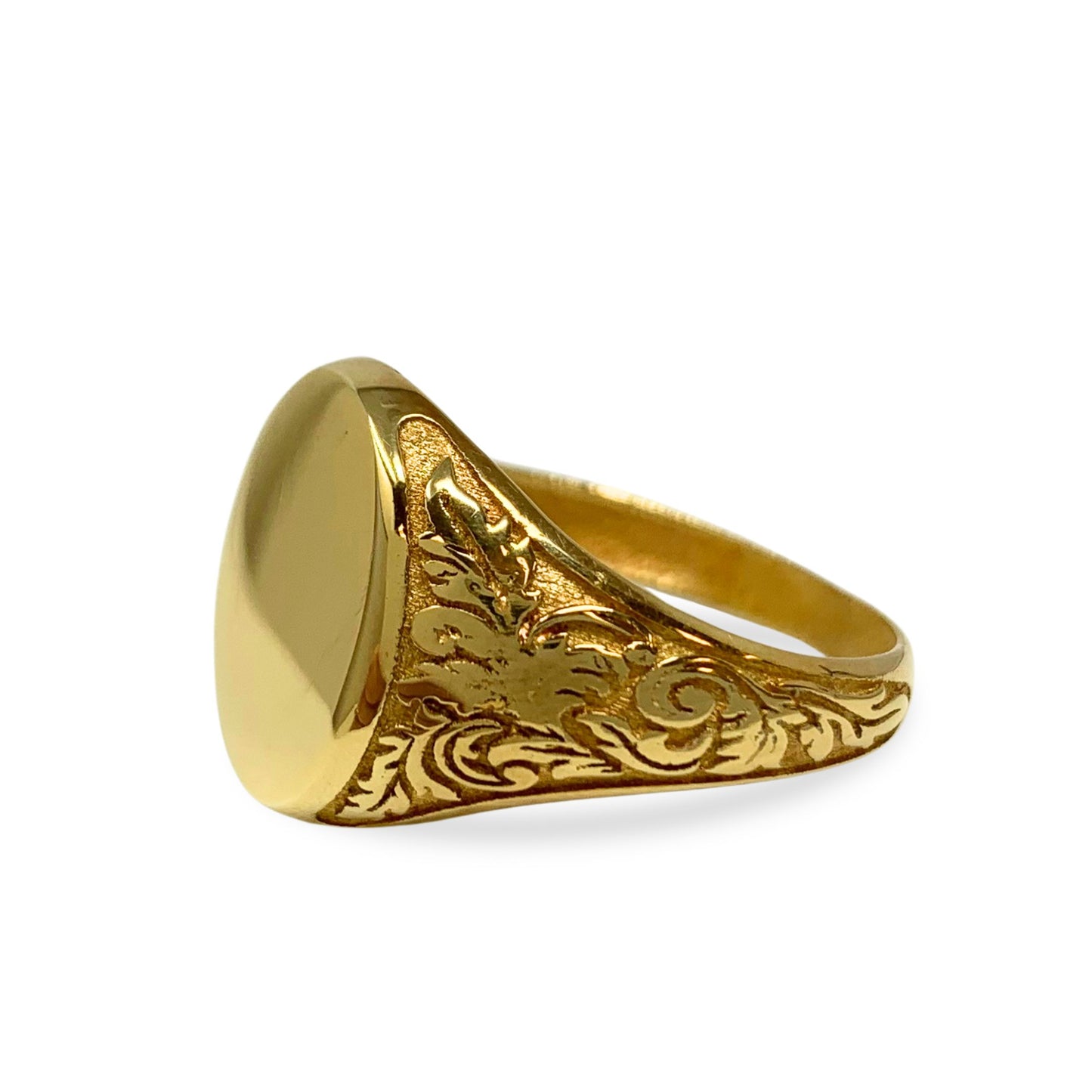 Italian 14K Gold Blank Signet Ring - Size 12