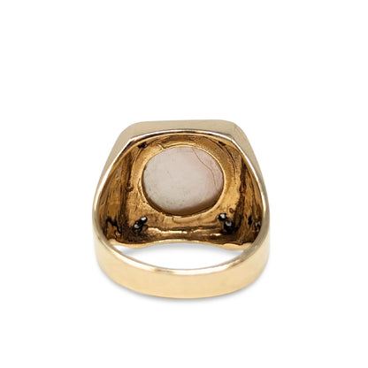 14K Gold 12mm Pearl & Diamond Ring - Size 7.75