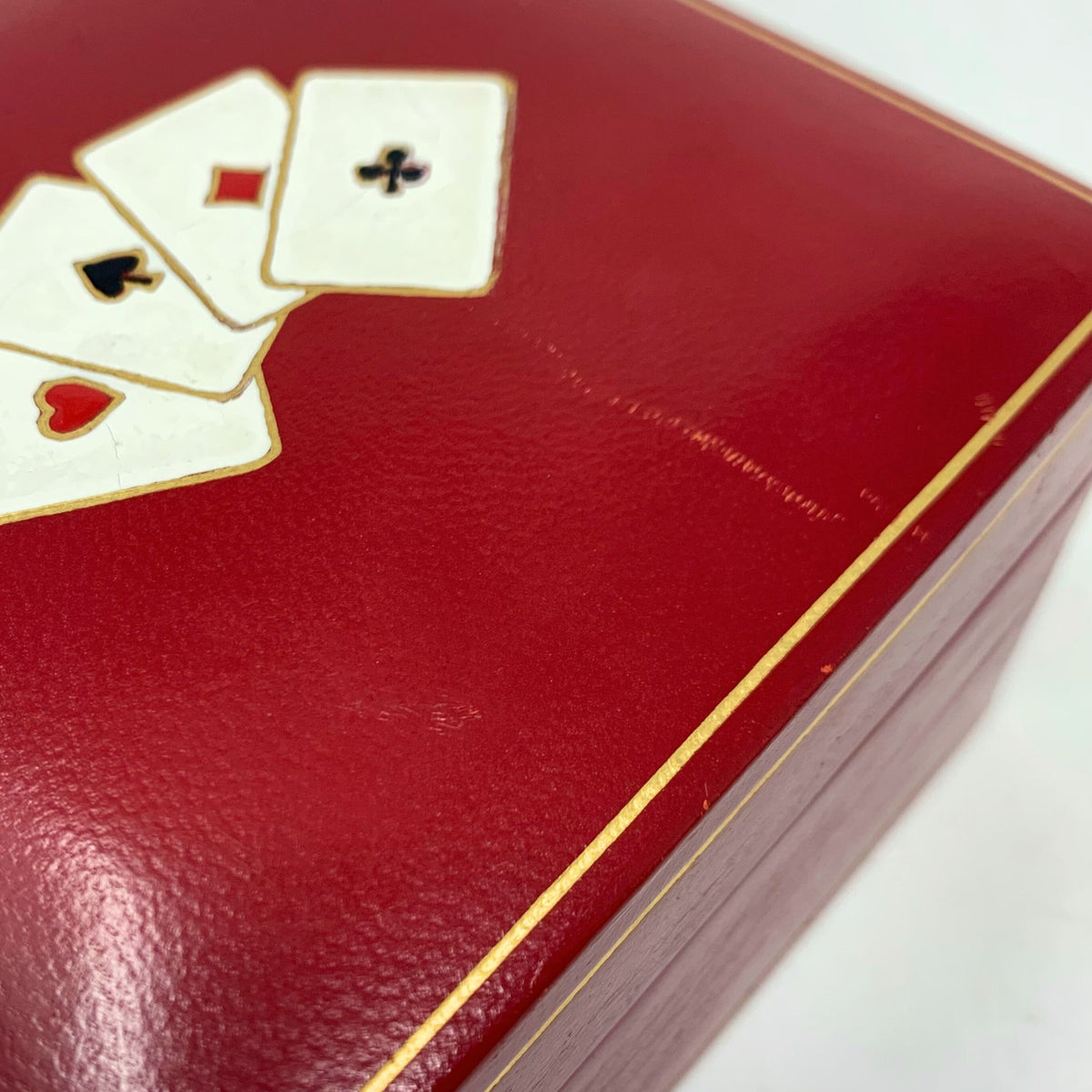 Italian Leather & Wood Playing Card Box
