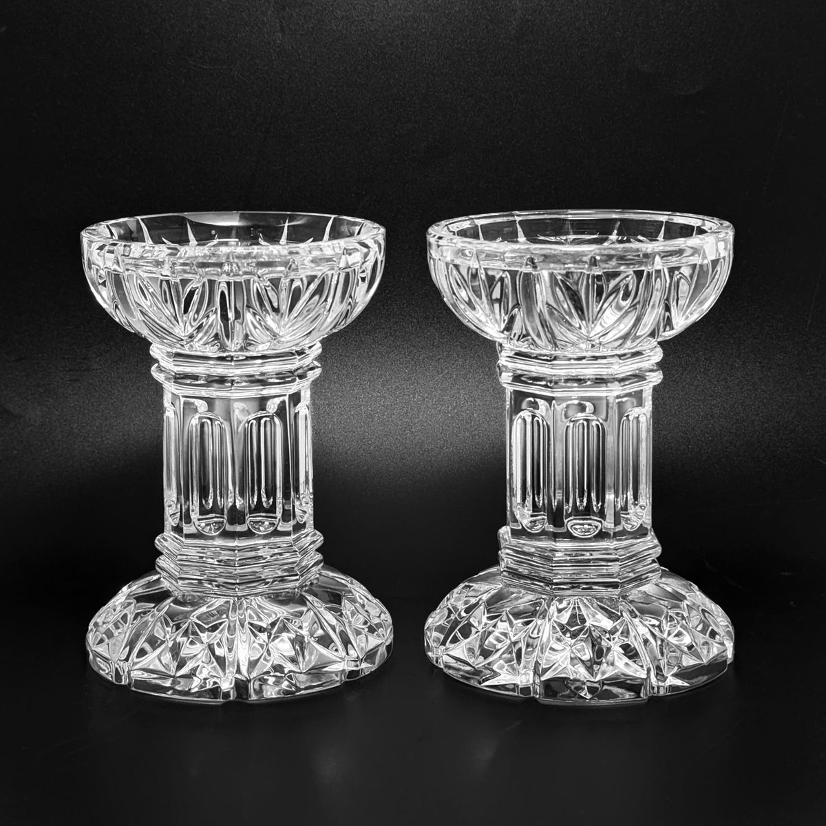 Waterford Crystal "Bethany" Pair of 5" Pillar Candle Holders