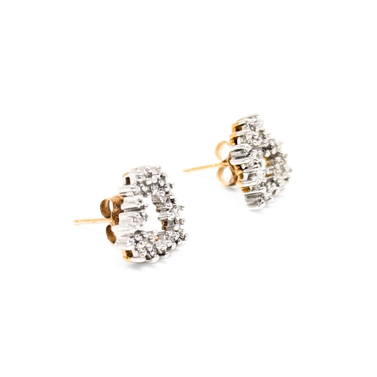 10K Gold Diamond Heart Earrings