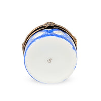 Vintage Limoges-Style Trinket Box, Cat on a Basket