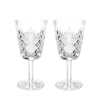 Waterford Crystal Cross-Hatch/ Fan Cut Pair of Water Goblets, WAT6