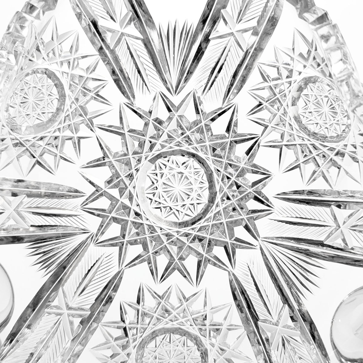 American Brilliant Period Cut Glass 3-Handled Nappy