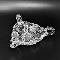 American Brilliant Period Cut Glass 3-Handled Nappy