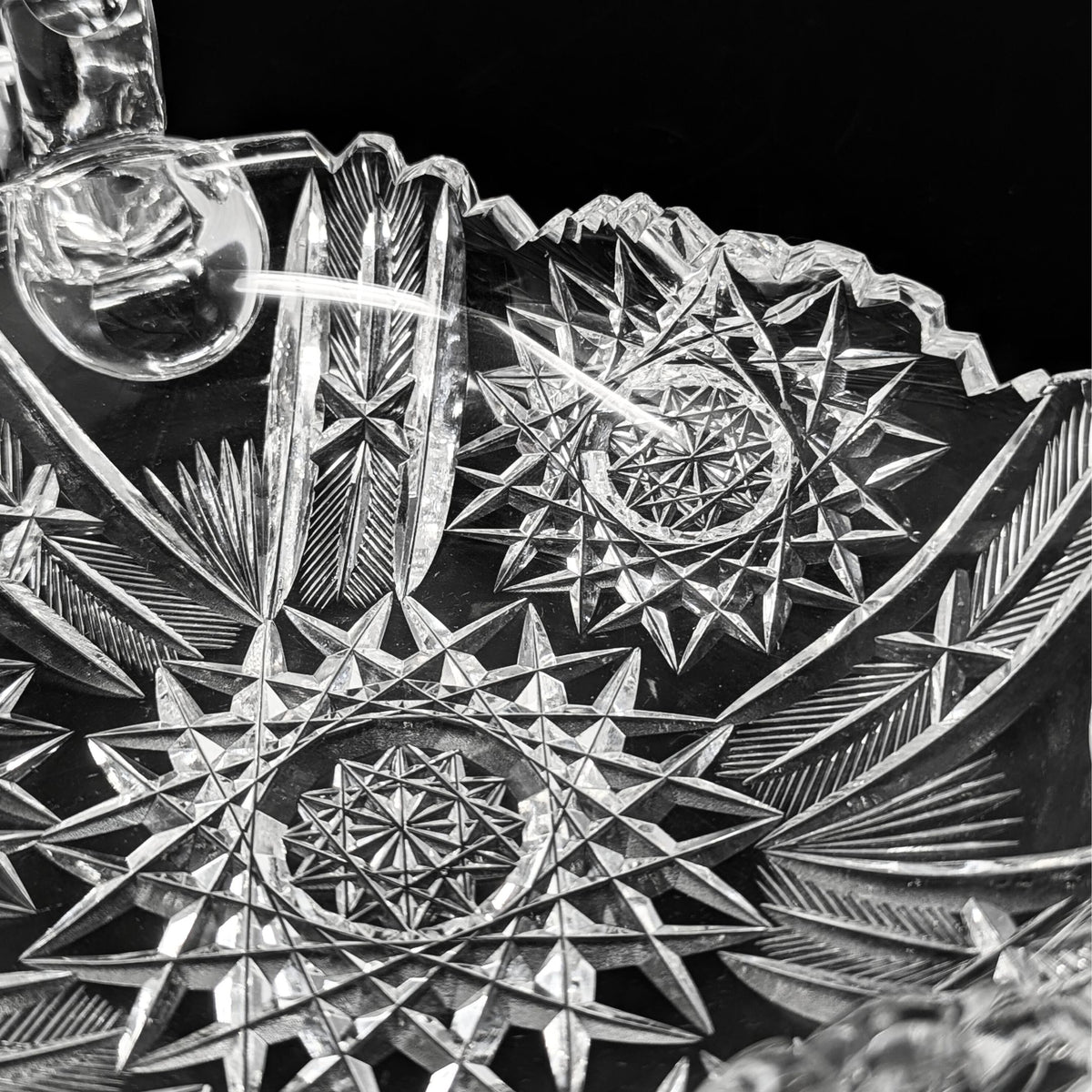 American Brilliant Period Cut Glass 3-Handled Nappy