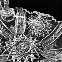 American Brilliant Period Cut Glass 3-Handled Nappy