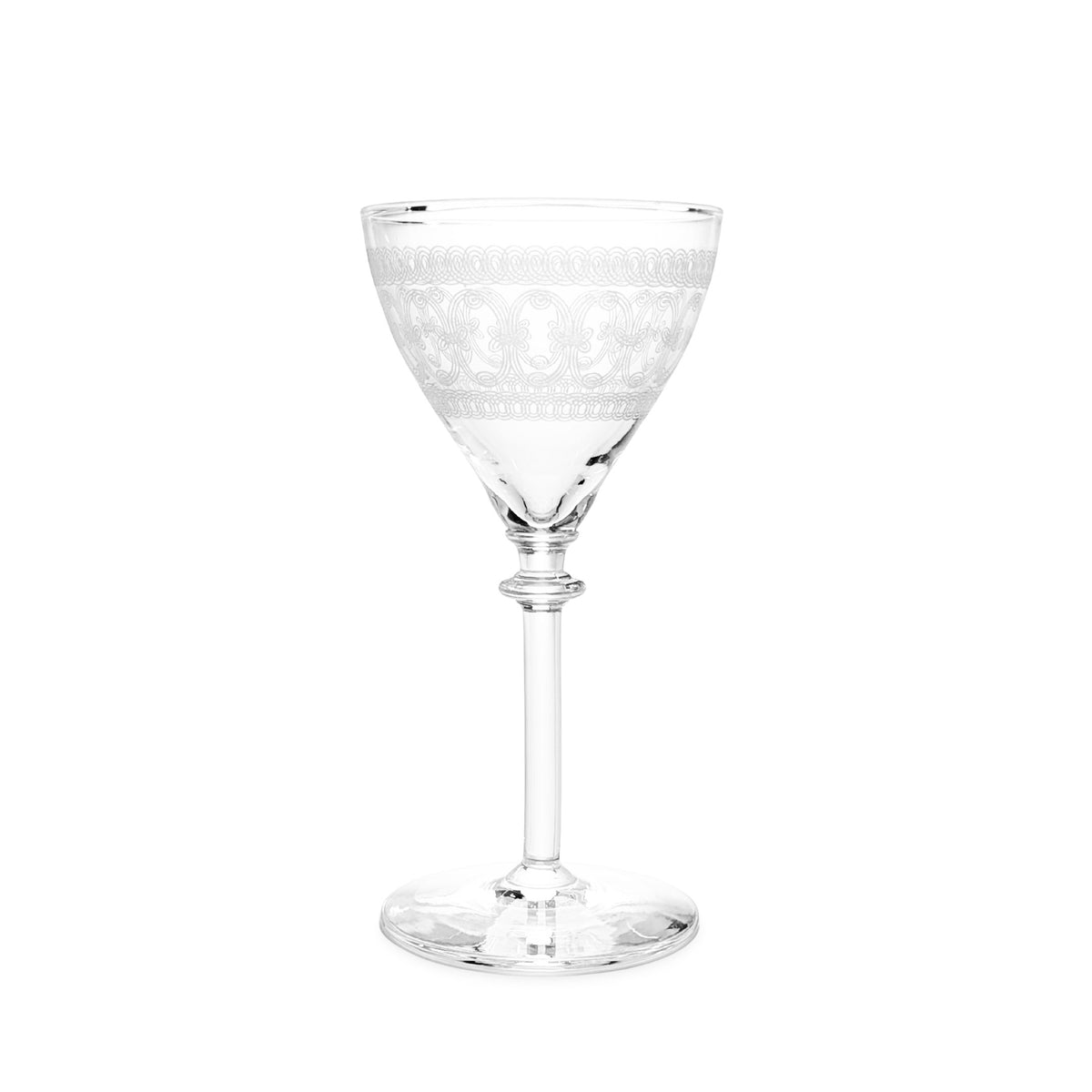 Vintage Needle-Etched Crystal Cocktail Glasses (4)