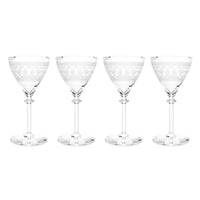 Vintage Needle-Etched Crystal Cocktail Glasses (4)
