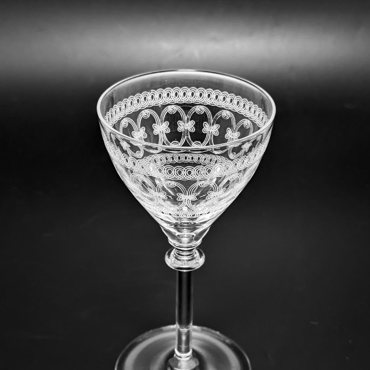 Vintage Needle-Etched Crystal Cocktail Glasses (4)