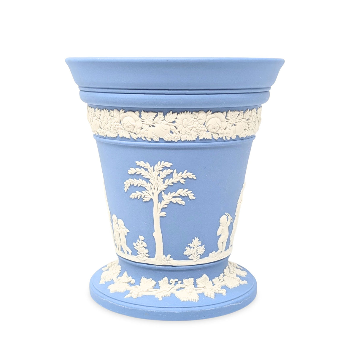 Wedgwood Pale Blue Jasperware 6" Vase w/ Flower Frog