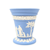 Wedgwood Pale Blue Jasperware 6" Vase w/ Flower Frog