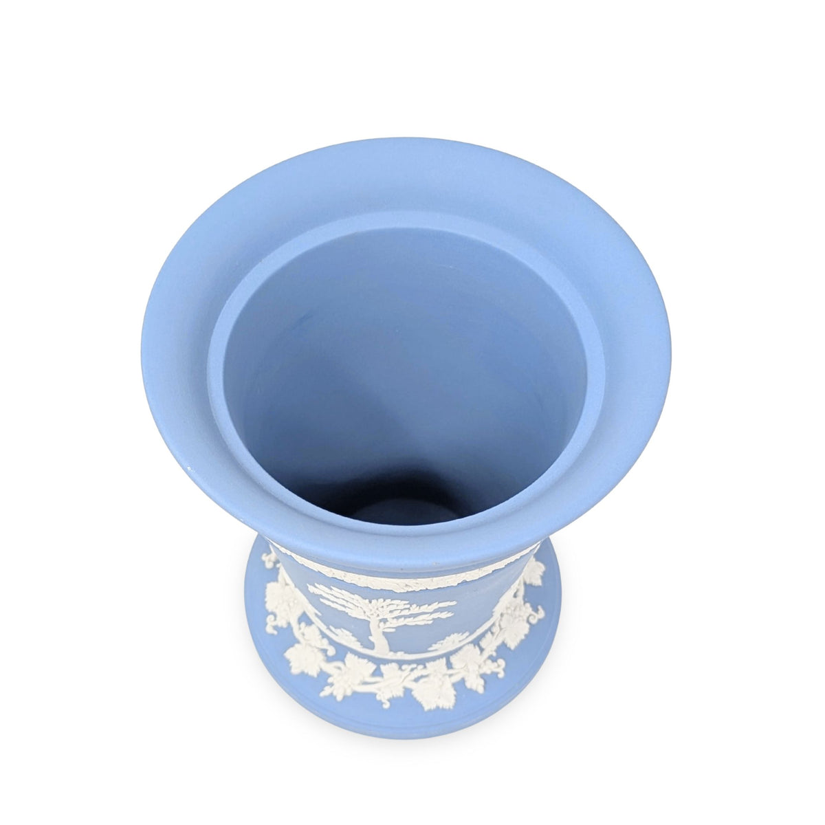 Wedgwood Pale Blue Jasperware 6" Vase w/ Flower Frog