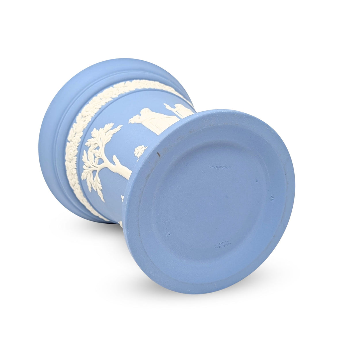 Wedgwood Pale Blue Jasperware 6" Vase w/ Flower Frog