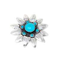 Vintage Sterling Turquoise Flower Pendant/Brooch